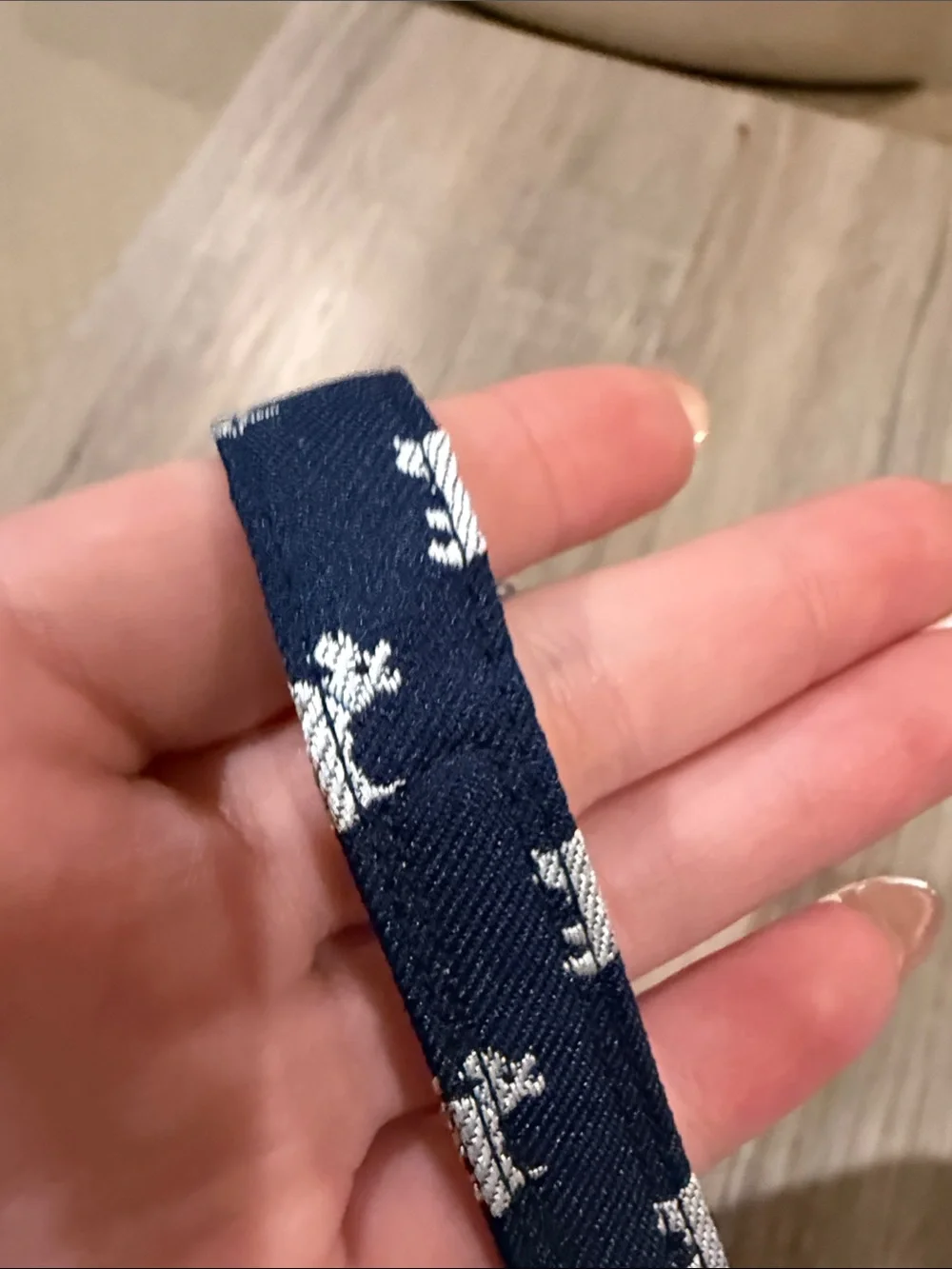Janie and Jack Navy Bow Headband with White Dog Print